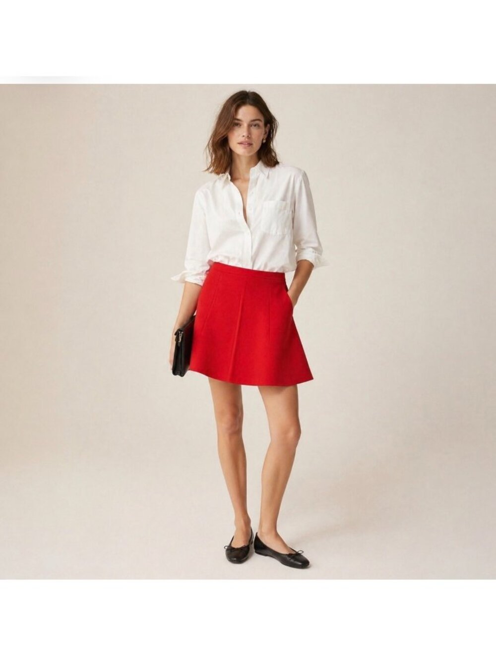 J.Crew Coral Orange Fluted A-Line Mini Skirt Double Crepe Size 10